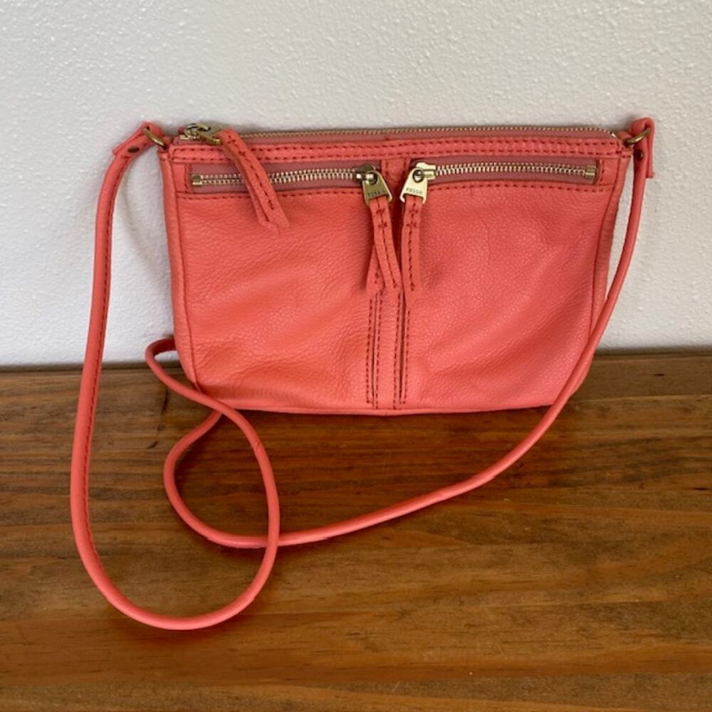 Fossil Coral Leather Crossbody Purse